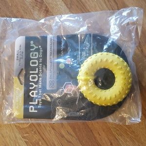 Playology Yellow Dual Layer Ring Toys that make scents to dogs - Chicken